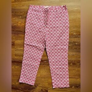Talbots Floral Lantern Block Print Pink Ankle Pants 12
